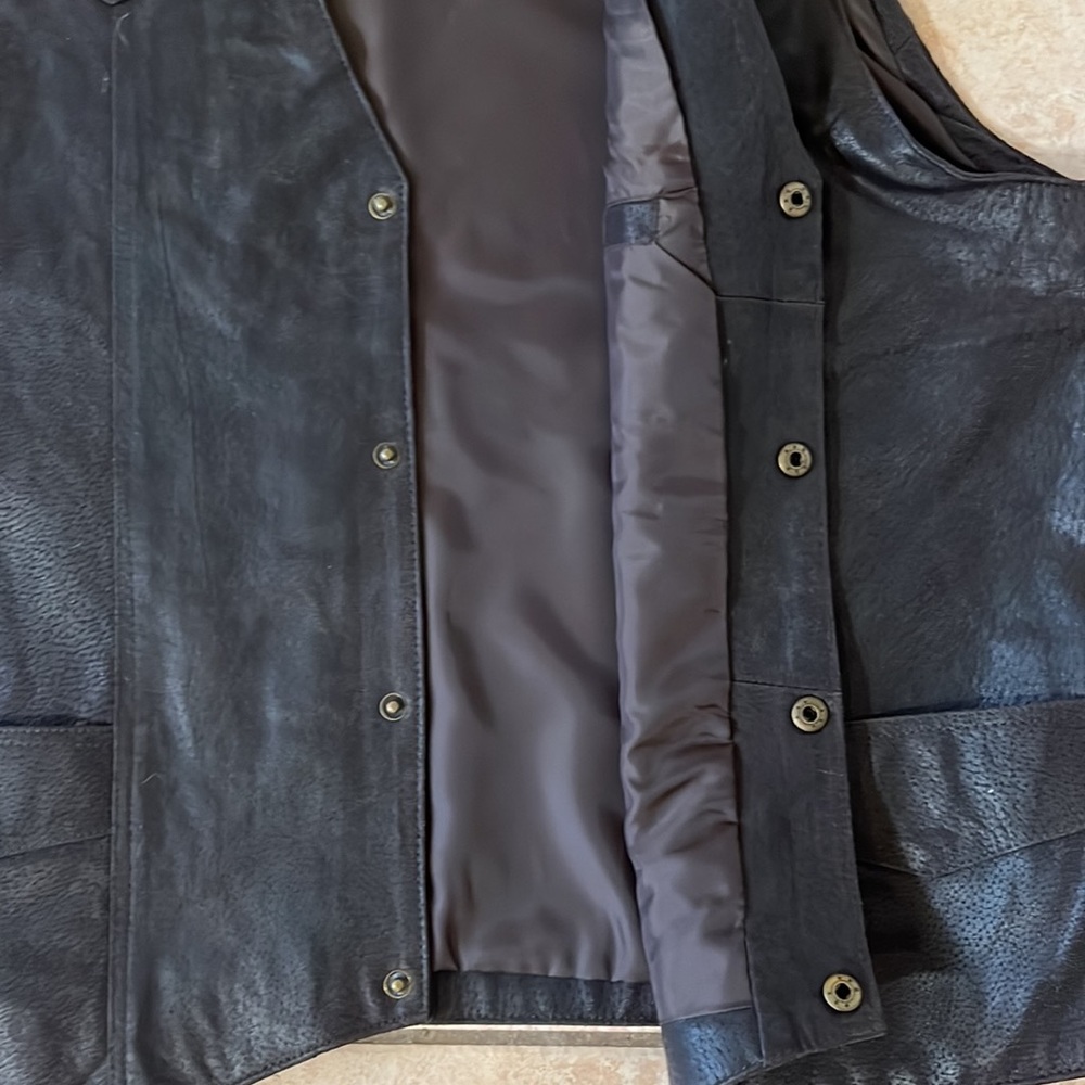 Men’s Antique Suede Leather Vest Snap Buttons Espresso‎ Brown, Sz Large - Picture 7 of 11